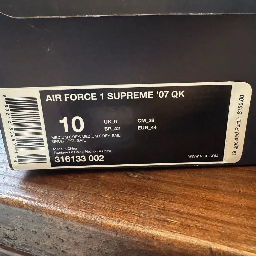 Nike Air Force 1 Low Supreme Premium QK Grey Shoes